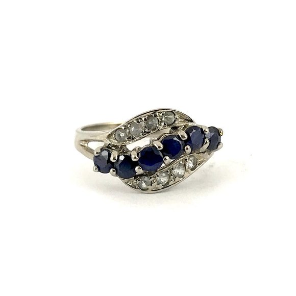 s-l400.jpg Sterling Silver 925 Vintage Blue Sapphire Ring Size 8.75